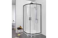 AQ ARI RO10020BL Душевой уголок 1/4 круга, двери раздвижные 1000x1000x2000, профиль черный, стекло п — фото 4, Прямоугольные душевые уголки