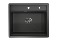 Granula-KS-6051, ЧЕРНЫЙ МАТОВЫЙ, стальная кухонная мойка KITCHEN SPACE — фото 1, Кухонные мойки