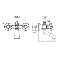 Товар: Смеситель для ванны TW London TW1750617V0br Бронза - фото 2 Смеситель для ванны TW London TW1750617V0br Бронза — фото 2, Для душа и ванны
