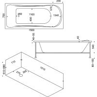Акриловая ванна Bas Верона 150x70 В 00009 без гидромассажа — фото 2, Акриловые ванны