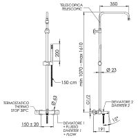 Душевая система Remer Elegance EQ34A7MMSSOF с термостатом без верхнего душа Хром — фото 2, Душевые стойки