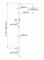 A026 Душевой комплект 129/62х87см, 3-функц. лейкой, шлангом ПВХ, насадка круглая латунь d30см,  Wass — фото 7, Комплектующие для туалета