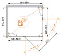 Душевой уголок CEZARES VERONA-W-AH-2-100/90-C-Cr — фото 2, Душевые уголки