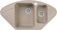 GRANFEST Мойка QUARZ 14 угловая 1,5-чаши 930*500мм песочный арт.GF-Z- — фото 1, Кухонные мойки