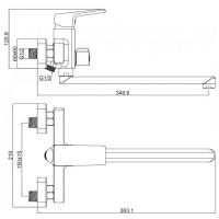 Смеситель для ванны D-Lin D147368-2 универсальный Хром — фото 2, Смеситель для ванны