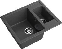 GRANFEST Мойка QUADRO 610K 1,5-чаши 610*500мм графит арт.GF- — фото 1, Кухонные мойки