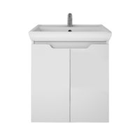 Товар: Тумба Q PLUS (D), 55 см, подвесная/напольная, 2 дверцы, с опорами, белый глянец - фото 2 Тумба Q PLUS (D), 55 см, подвесная/напольная, 2 дверцы, с опорами, белый глянец — фото 2, Тумбы под раковину