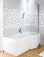 Шторка на ванну Riho Novik Z108 90 G003039120 (GZT91000892) R профиль Хром стекло прозрачное — фото 1, Шторки для ванной распашные