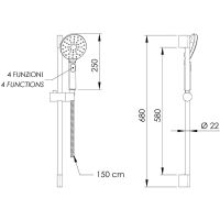 Душевой гарнитур Remer Хром арт-315L318MP — фото 2, Душевые гарнитуры на штанге