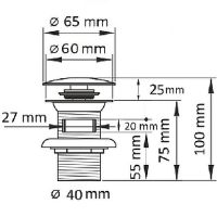 Донный клапан CeramaLux RD001 с переливом — фото 2, Раковины и столешницы. Выпуски для умывальников