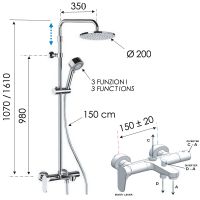 Душевая система Remer Class Line L34AMD20 Хром — фото 2, Душевые системы