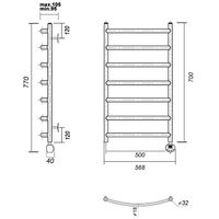 Электрический полотенцесушитель Domoterm Калипсо П7 500x700 ER Золото — фото 3, Электрические полотенцесушители