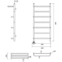 Электрический полотенцесушитель Domoterm Орфей с полкой П7 400x800 АБР EL Античная бронза — фото 2, Электрические полотенцесушители