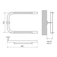 Водяной полотенцесушитель Melodia della vita Moon Shelf П-образный 32х50 MTRMS3250 с полкой Полирова — фото 2, Водяные полотенцесушители