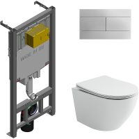 Комплект унитаза Ceramicanova Uno Rimless CN11001 с сиденьем Микролифт и инсталляцией Jacob Delafon  — фото 1, Комплекты унитаз + инсталляция