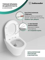 Товар: Унитаз Ambassador Elysium 183K19002RS подвесной с сиденьем Микролифт - фото 9 Унитаз Ambassador Elysium 183K19002RS подвесной с сиденьем Микролифт — фото 9, Подвесные унитазы