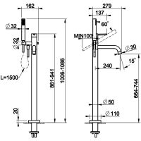 Смеситель для ванны Gessi Emporio Via tortona 24943#031 Хром — фото 2, Смесители напольные