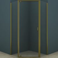 Душевой уголок Azario Dallas AZ-112P 100*100 профиль Шкуренная бронза стекло прозрачное — фото 1, Душевые уголки трапеция