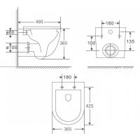 Унитаз Maretti Elena EA10PBM61-560 подвесной Черный с сиденьем Микролифт — фото 5, Подвесные унитазы