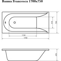 Акриловая ванна Corpa Nera Francesca 170x75 CN05017WH без гидромассажа — фото 3, Акриловые ванны