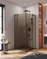 Душевой уголок CEZARES SLIDER-AH-2-90/100-100/110-BR-NERO — фото 1, Прямоугольные душевые уголки