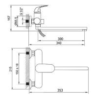 Смеситель для ванны Melodia della vita Rumba MDV35341bk универсальный Черный — фото 2, Смеситель для ванны