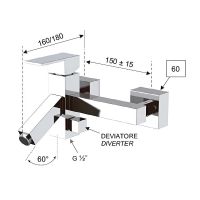 Смеситель для ванны Remer Q-Color Хром арт-QR0583A — фото 2, Смеситель для ванны