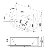 Акриловая ванна BellSan Глория 170х109 L 4627171531193 с гидромассажем — фото 2, Акриловые ванны