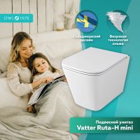 Унитаз Owl 1975 VatterRuta-H mini TOWLT190403S подвесной с сиденьем Микролифт — фото 2, Подвесные унитазы