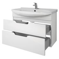 Товар: Тумба LAGUNA PLUS, 105 см, подвесная/напольная, 2 ящика, с опорами, белый глянец - фото 2 Тумба LAGUNA PLUS, 105 см, подвесная/напольная, 2 ящика, с опорами, белый глянец — фото 2, Тумбы под раковину