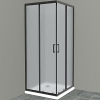 Душевой уголок BelBagno Uno 90х90 UNO-195-A-2-90-P-NERO профиль Черный матовый стекло рифленое — фото 1, Квадратные душевые уголки