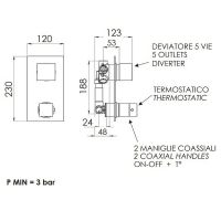 Смеситель для душа Remer Qubica Thermo QT95 с термостатом Хром — фото 2, Смеситель для душа