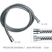 Душевой шланг Remer 332CNNC150 Хром Черный глянец — фото 2, Комплектующие для душевого оборудования