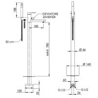 Смеситель для ванны Remer Infinity I08BG Золото брашированное — фото 2, Смесители напольные