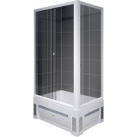 Душевой уголок Radomir Верчелли 119x81 L 1-03-1-1-0-0130 с поддоном профиль Белый стекло прозрачное — фото 1, Душевые уголки