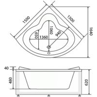 Акриловая ванна BellSan Тера 150x150 4627171530448 без гидромассажа — фото 2, Акриловые ванны
