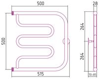 Водяной полотенцесушитель Сунержа Стилье Тандем 500х500 00011-5050 Хром — фото 2, Водяные полотенцесушители
