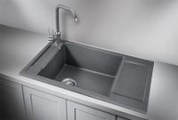 Granula-7806, ГРАФИТ (ЧЁРНО-СЕРЫЙ), кухонная мойка, кварц — фото 2, Кухонные мойки