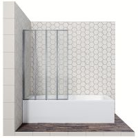 Шторка на ванну Ambassador Bath Screens 100х140 16041111L профиль Хром стекло CrystalPure — фото 1, Складные шторки для ванной