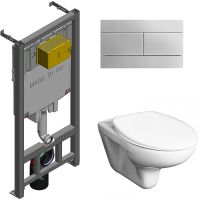 Комплект унитаза Roca Mateo 346200000+ZRU9302815 с сиденьем и инсталляцией Jacob Delafon E29025-NF+E — фото 1, Комплекты унитаз + инсталляция