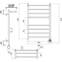 Электрический полотенцесушитель Domoterm Медея сп2 П8 500x800 ER с двумя полками Хром — фото 2, Электрические полотенцесушители