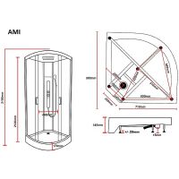 Душевая кабина Parly 90x90 AMI без гидромассажа — фото 2, Душевые кабины