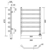 Электрический полотенцесушитель Domoterm Лаура П6 500x600 ER Хром — фото 2, Электрические полотенцесушители