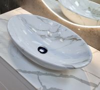 Раковина-чаша CeramaLux 50 D1147-505(340) Белый мрамор — фото 4, Раковины накладные