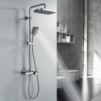 Товар: Душевая система Rose R18T R1896T-6 с термостатом Оружейная сталь - фото 4 Душевая система Rose R18T R1896T-6 с термостатом Оружейная сталь — фото 4, Душевые системы