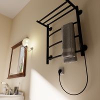 Электрический полотенцесушитель Маргроид Вид 4 600x500 04-6050-1051-9005R правый с полкой Черный мат — фото 2, Электрические полотенцесушители