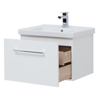 Тумба BIG INN, 65 см, подвесная, 1 ящик + выдвижной внутренний ящик, белый глянец арт-77.0201W — фото 4, Тумбы под раковину