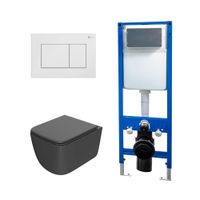 Сет: Система инсталляции Point, Клавиша Ника, белый, PN44081W + Унитаз Меркурий PN41831GM — фото 1, Инсталляции и комплекты. Сет: Инсталляция, клавиша смыва и подвесной унитаз