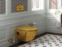 Товар: Унитаз Creavit Terra TP325-11CB00E-AK00 подвесной Золото без сиденья - фото 5 Унитаз Creavit Terra TP325-11CB00E-AK00 подвесной Золото без сиденья — фото 5, Подвесные унитазы
