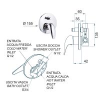 Смеситель для душа Remer Ten T09 Хром — фото 2, Смеситель для душа